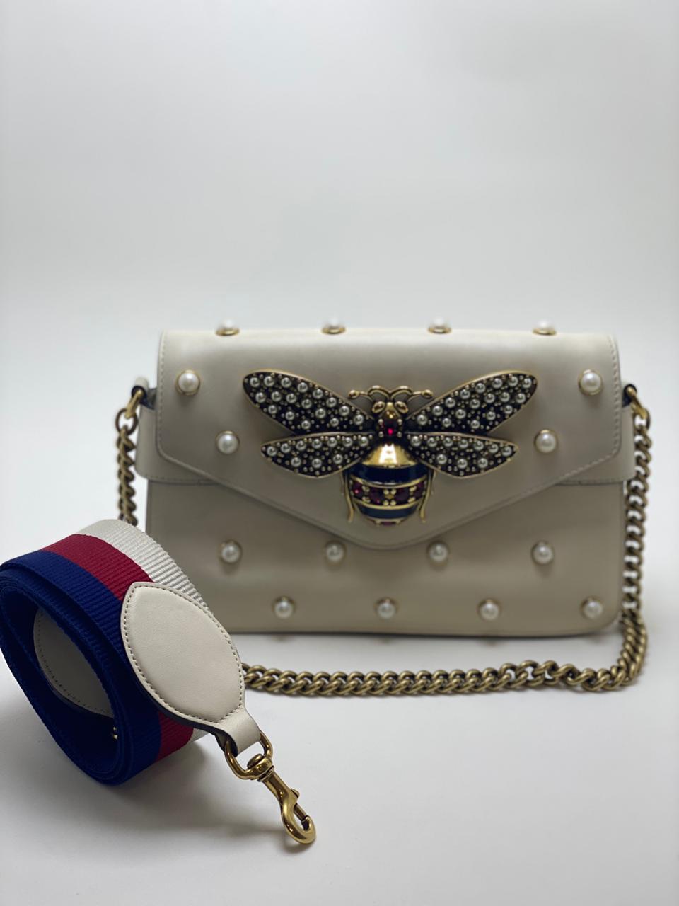 gucci broadway pearly bee bolsa