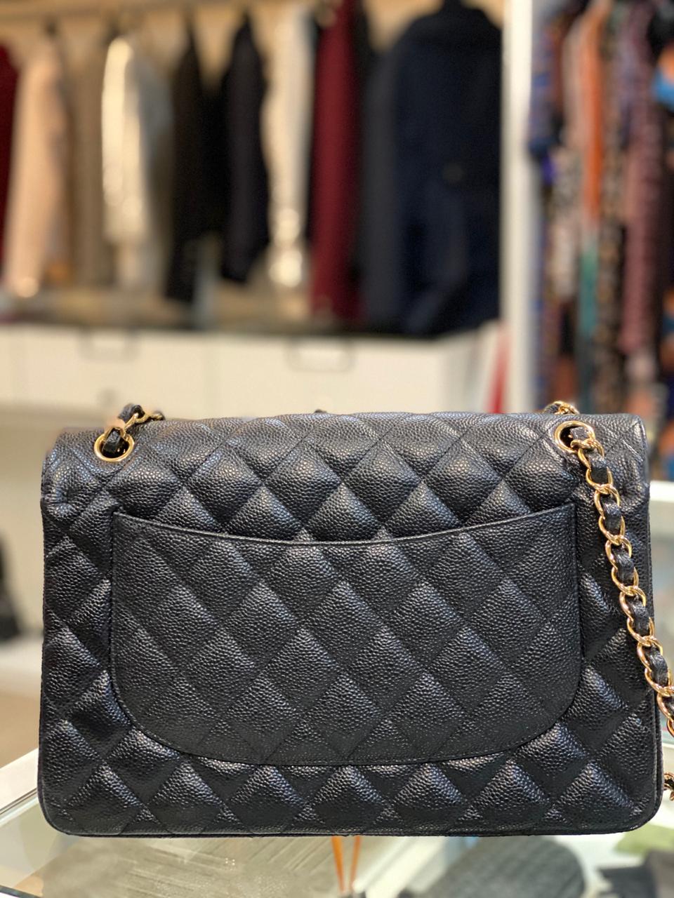 Bolsa Chanel Double Flap Jumbo Caviar Preta