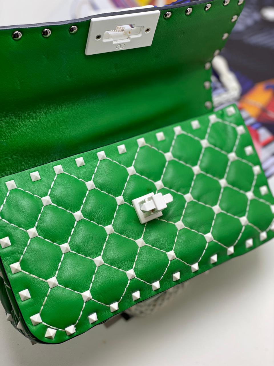 valentino rockstud bolsa green