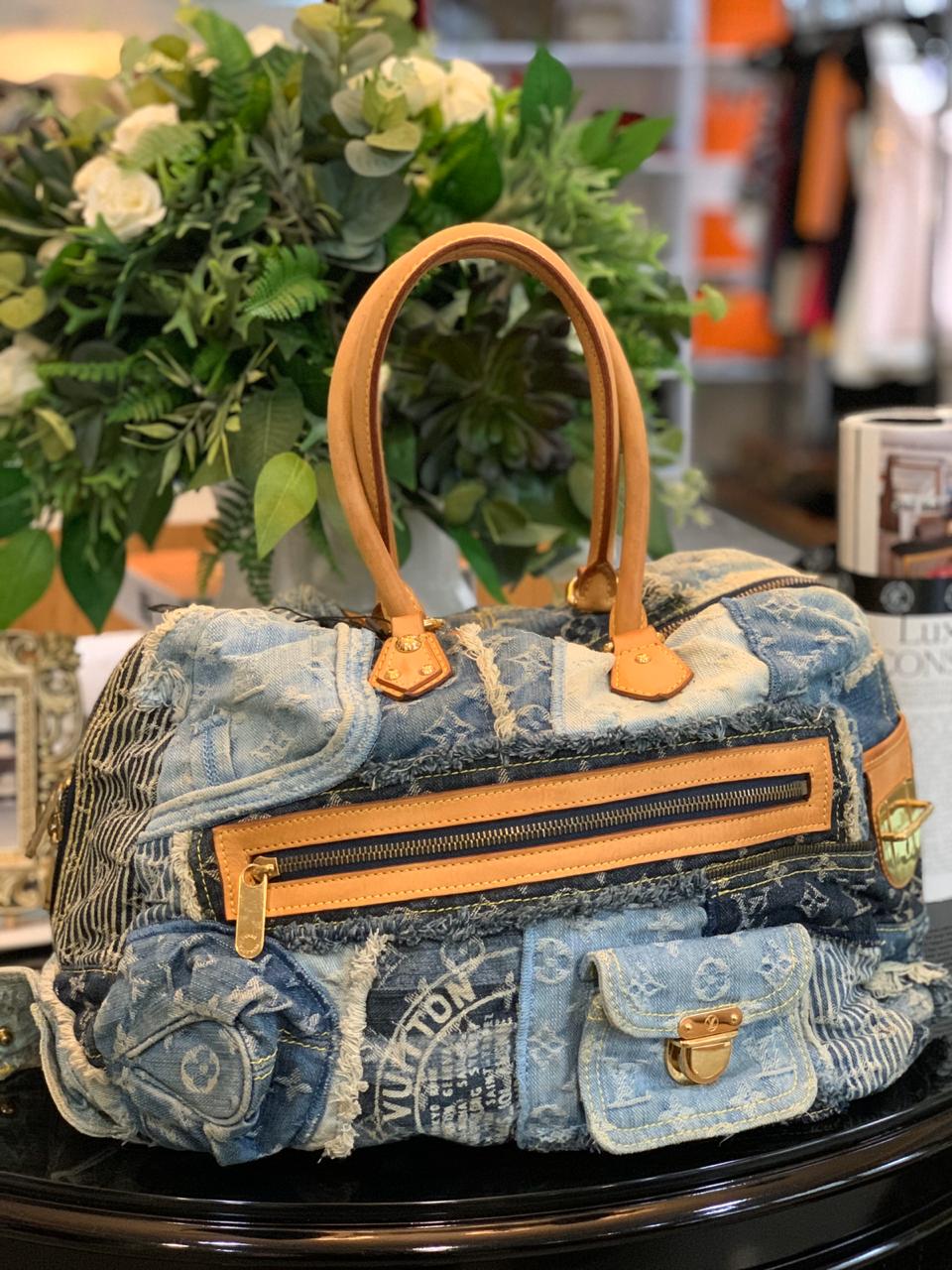 louis vuitton denim patchwork bolsa