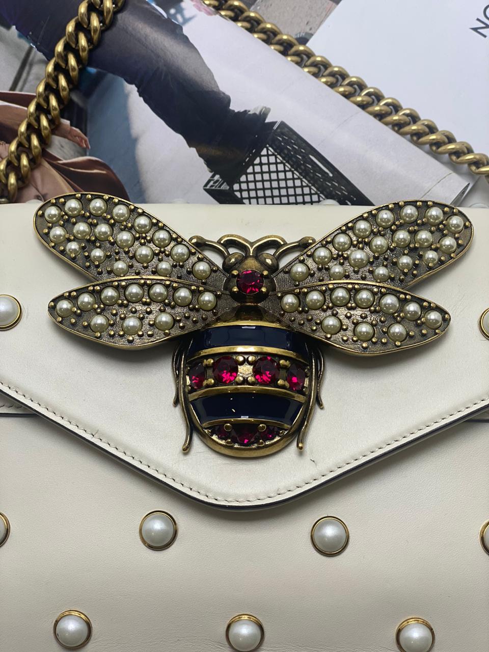 gucci pearl bee bolsa